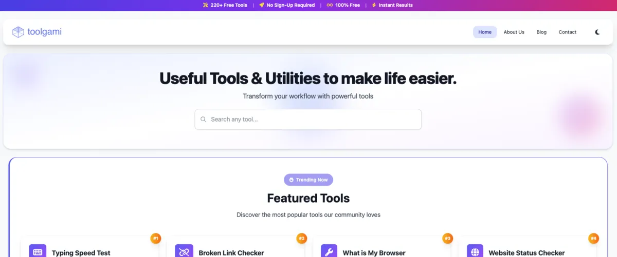 Toolgami - Online tools and utilities platform